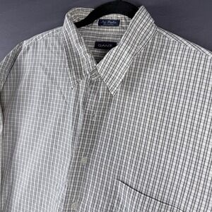 GANT Ivy Poplin Men's Plaid Cotton Button-Down Shirt XXL Long Sleeve